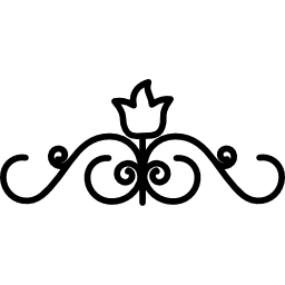 덩굴 곡선 위에 하나의 닫힌 중앙 꽃이있는 플로랄 디자인 icon