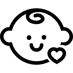 Baby head with a small heart outline icon