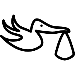 Stork carrying a bag icon