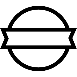 circulaire badge met een frontale banner icoon