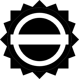 schwarzes kreisförmiges etikett mit einem weißen banner icon