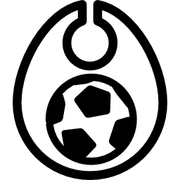 Baby bib with a soccer ball illustration icon
