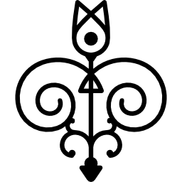 두 개의 나선이있는 상단에 하나의 중앙 꽃의 플로랄 디자인 icon