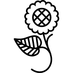 Floral design of one flower on a branch with one leaf icon
