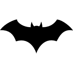 silueta de murciélago negro con alas abiertas icono