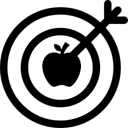 dardo en el centro del objetivo en una manzana icono