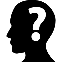 Human head with a question mark inside icon