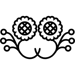 diseño de efecto espejo de girasoles con botones florales. icono