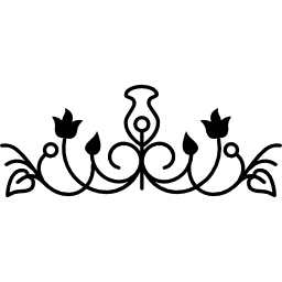 Flower bell outline design variant with vines and leaves icon