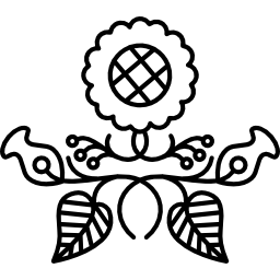 잎과 덩굴 변형이있는 꽃 디자인 icon
