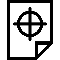 Folded paper outline with cross hair icon