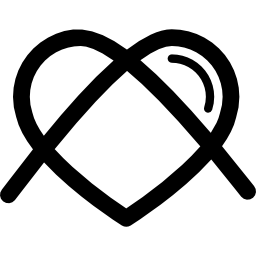 hartvormige omtrek met kruislijnen icoon