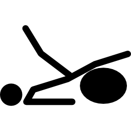Stick man side view raised on exercise ball icon