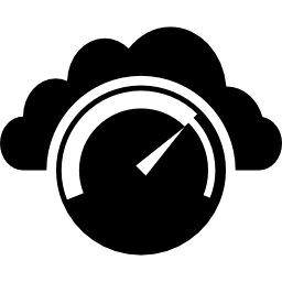 Speedometer in front of a cloud silhouette icon