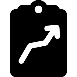 위로 화살표가있는 클립 보드 실루엣 icon