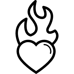 Heart burning on flames icon