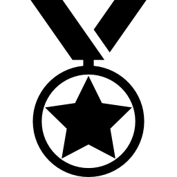 Medal with a star hanging of a ribbon icon