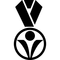 medal o okrągłym kształcie zawieszony na wstążkowym naszyjniku ikona