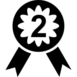 Medal with number two icon