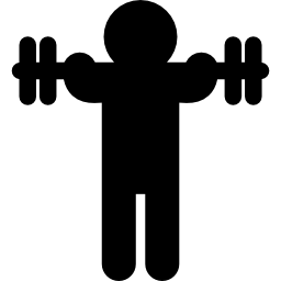 Gymnast practicing excercise with dumbbells icon