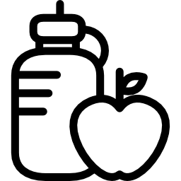 butelka napoju gimnastyczka i jabłko ikona