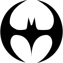 sylwetka nietoperza czarny kształt ze skrzydłami tworzącymi okrąg ikona
