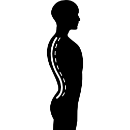 Column inside a male human body silhouette in side view icon