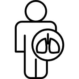 lungenform in einem kreis auf einem menschlichen körper icon