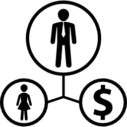 Human links with dollar currency icon