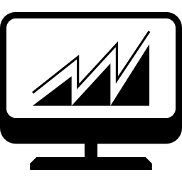 Desktop computer screen with rising graph icon