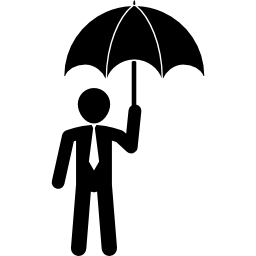 hombre de negocios, con, paraguas icono