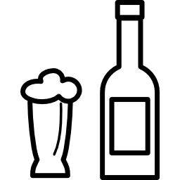 bouteille de bière et verre Icône