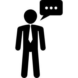 Businessman with speech balloons icon