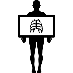 silueta masculina de pie con vista de rayos x de los pulmones icono