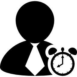 Businessman in tie with alarm clock icon