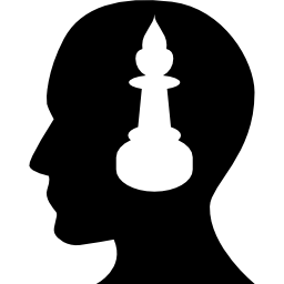 Male side view silhouette with candle icon