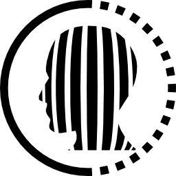 Сторона головы человека внутри круговой линии иконка