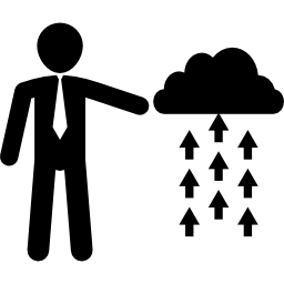 Businessman uploading data to the cloud icon