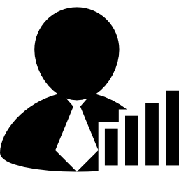 Businessman with bars stocks graphic icon