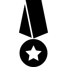 medalla con una estrella colgando de una cinta bruta icono