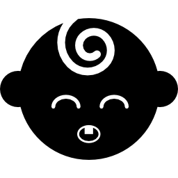 Black baby head with closed eyes icon