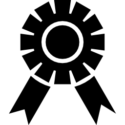 Circular medal with ribbon tails couple icon