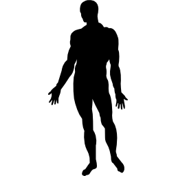 corpo humano em pé, silhueta negra Ícone