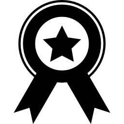 medaglia con una stella e due code di nastro icona
