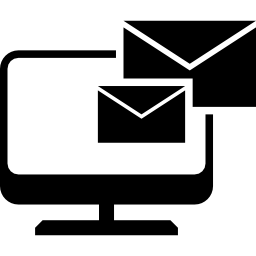 e-mails, een paar enveloppen op een monitor icoon