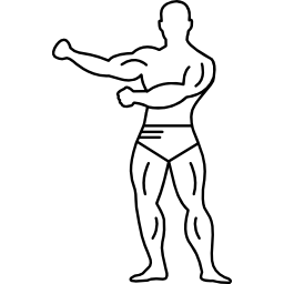 gimnasta con músculos fuertes en vista de cuerpo completo icono
