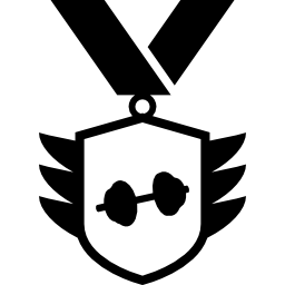 Medal with shield shape hanging of a ribbon necklace icon