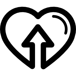 Heart with an ascendant arrow inside icon