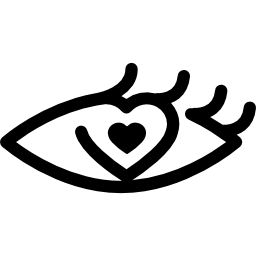 Eye of a woman in love with heart shaped iris icon