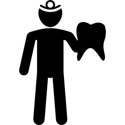 Man and big tooth silhouette icon